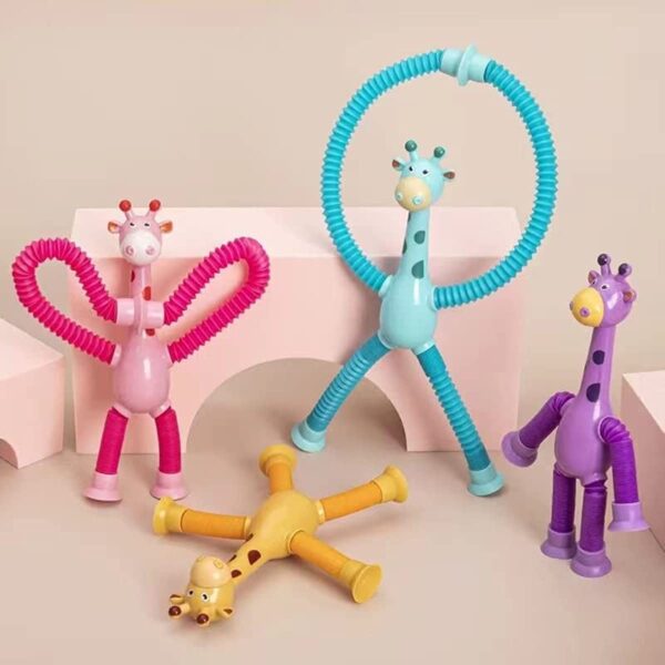 Brinquedo interativo girafa dos desenhos animados, ótimo para aliviar o estresse, 4 pcs - Image 3