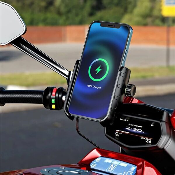 Suporte para Motocicleta com Carregador Sem Fio e Porta USB - Image 3