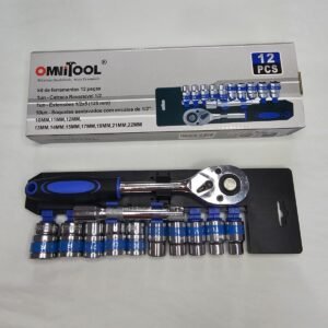 Catraca Reversível e Soquetes Sextavados 1/2" com 12 Peças