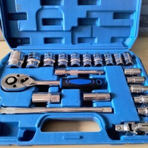 Kit de Ferramentas 22 Peças Encaixe 1/2" com Catraca e Maleta – Soquetes 10mm a 32mm Profissional