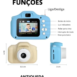 Câmera Infantil Gatinho HD – Fotos, Vídeos, Jogos, Recarregável com Tela Colorida -
