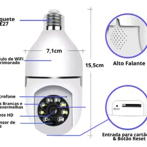 Câmera de Segurança Full HD WiFi 2.4 Ghz – Visão Noturna, Monitoramento pelo Celular e Detecção de Movimento