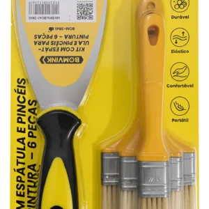 Kit 3 Pincéis Sintéticos Profissionais De Pintura + Espátula de limpeza